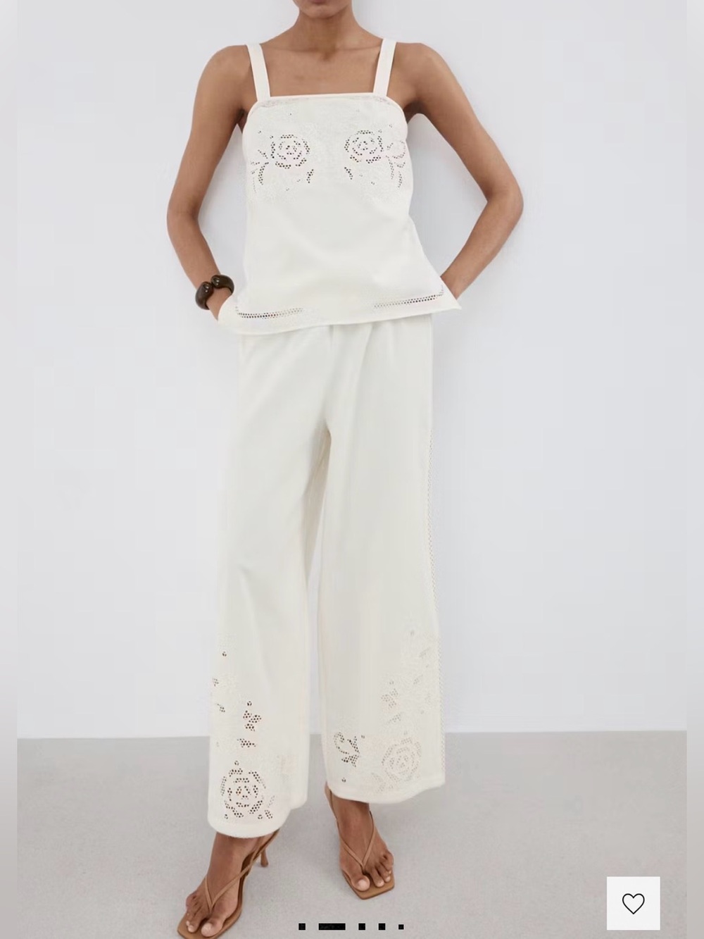 Top with openwork embroidery and Palazzo Pants